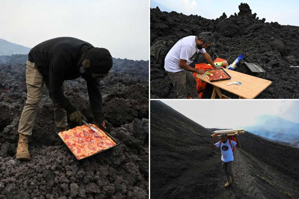 The world's most dangerous pizza cooked on top of an active volcano